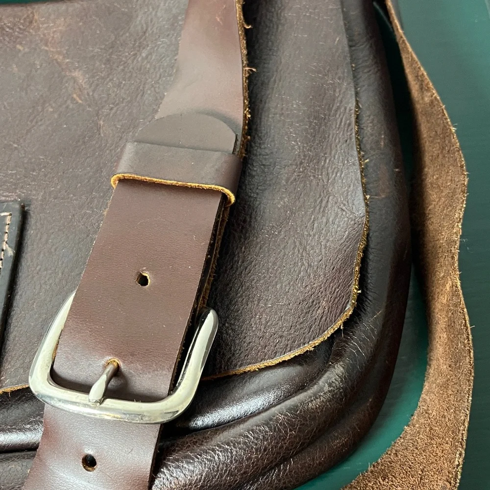 Brandolini‎ Boston MA USA Vintage Rare Brown Genuine Leather Messenger Bag